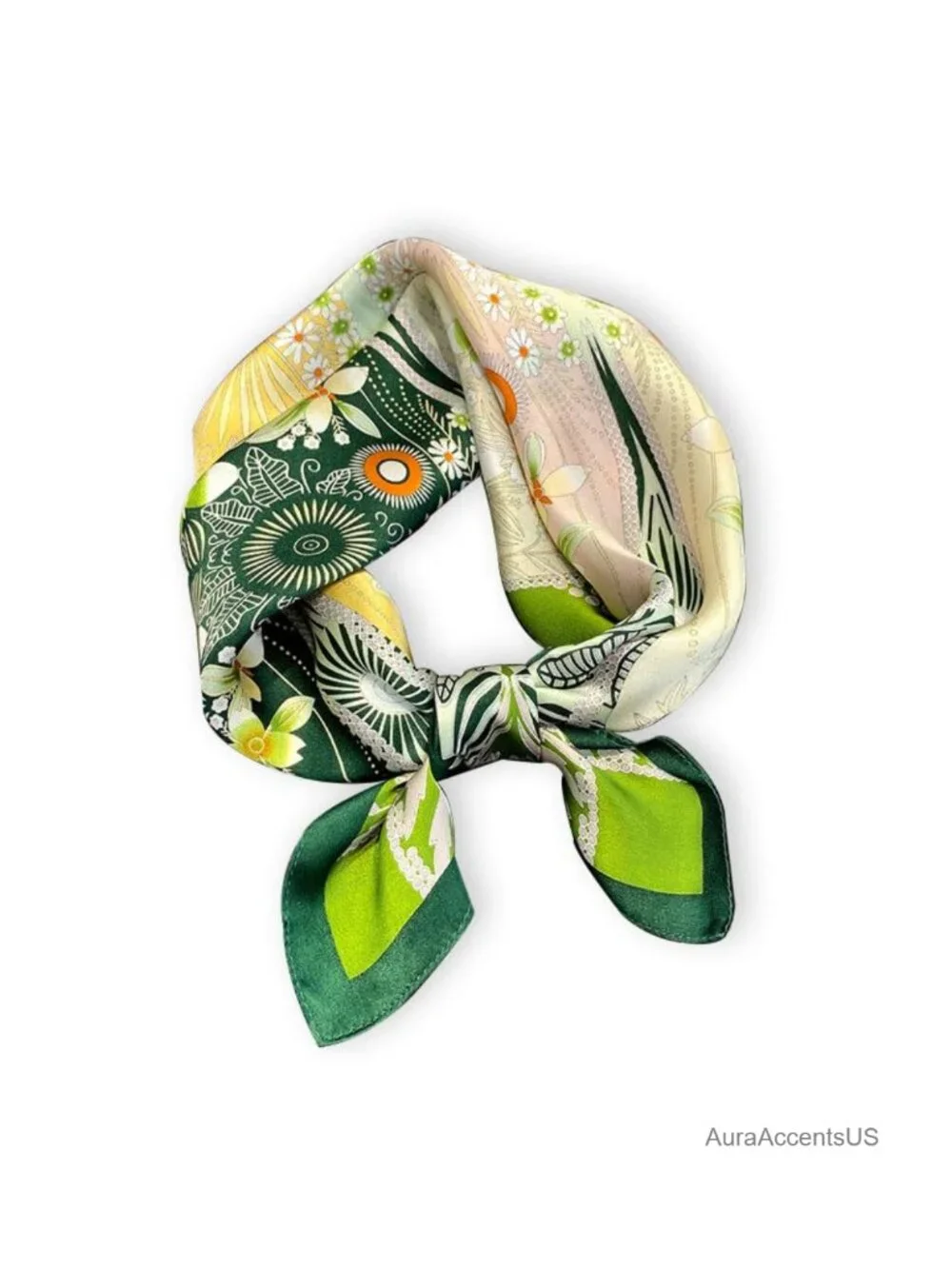 100% Mulberry Silk Neck Scarf 21x21 Lightweight Neckerchief Square Digital Print